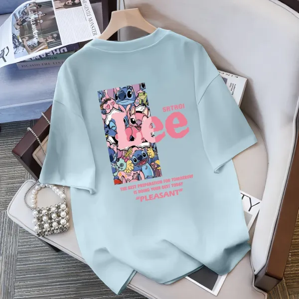 Lee x Disney Stitch Graphic Print Oversized T-Shirt White - 18