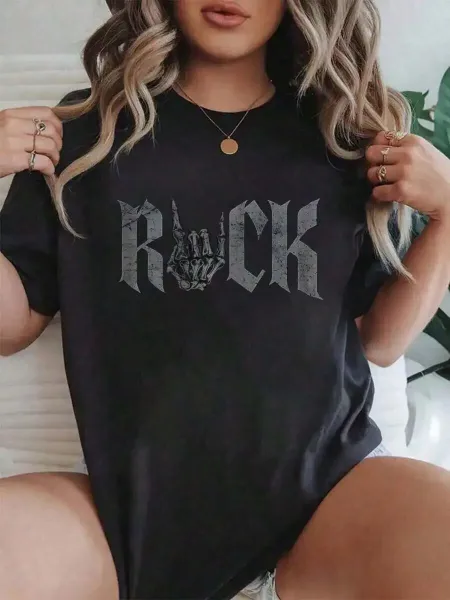 Design Rock Skeleton Graphic Olive Green T-Shirt - 7