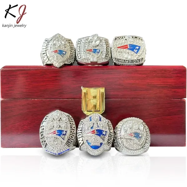 Design Kanjin Jewelry New England Patriots Super Bowl Championship Rings Set Silver Blue Red Multicolor Rings Jewelry - 5