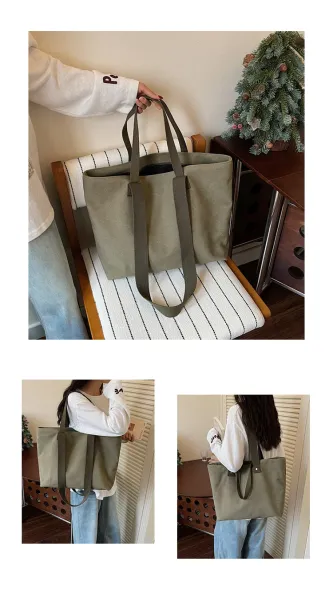 Design Canvas Tote Bag Olive Green Tote Bag - 16