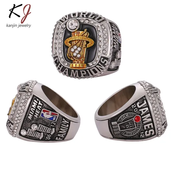 Design Miami Heat NBA Championship Ring Replica Silver Black Gold Jewelry - 3