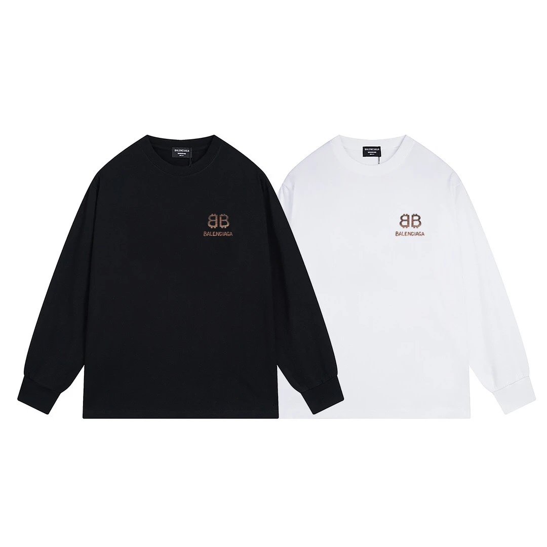 Balenciaga Distorted Logo Long-Sleeve T-Shirt White - 10
