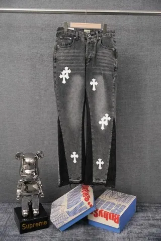 Chrome Hearts Cross-Embellished Distressed Black Jeans - 1
