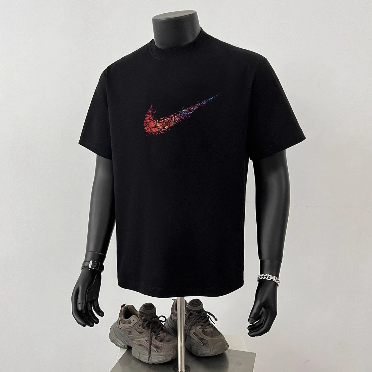 Nike Swoosh Fragment Art Black T-Shirt - 13