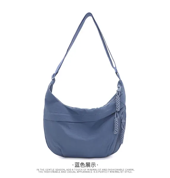 Design Hobo Bag Blue Minimalist Shoulder Bag - 1