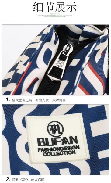 Design Bufan Collection Letter Print Navy Blue Shoulder Bag Shoulder Bags - 36