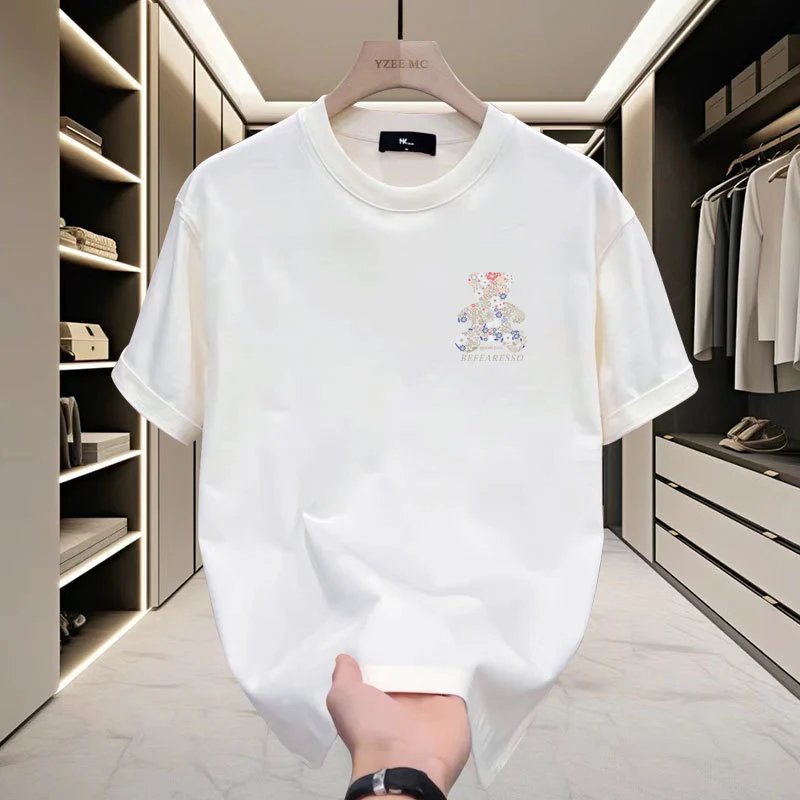 Design Befearesso Floral Bear Graphic T-Shirt White T-Shirts - 10