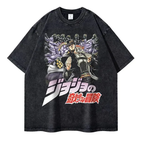 Design JoJo's Bizarre Adventure Jotaro Kujo Graphic T-Shirt Black T-Shirts - 1