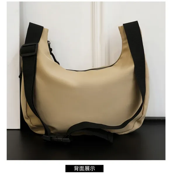 Design Canvas Hobo Bag Beige with Black Straps Shoulder Bag - 23