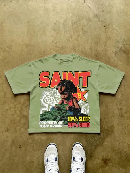 Saint Tears Graphic Print Black Cropped T-Shirt - 7