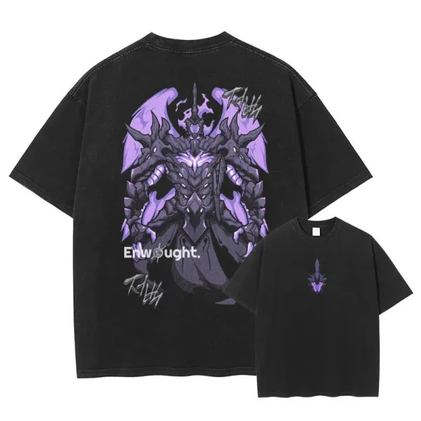 Design Enwought Dragon Guardian Black Oversized T-Shirt T-Shirts - 1