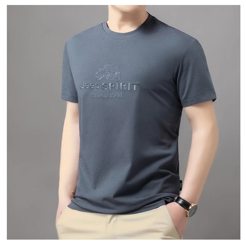 Design Jeep Spirit Graphic Embossed T-Shirt Charcoal Gray T-Shirt T-Shirts - 11