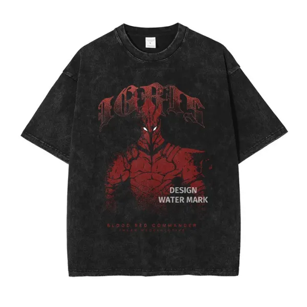 Design Blood Red Commander Washed Black T-Shirt - 1