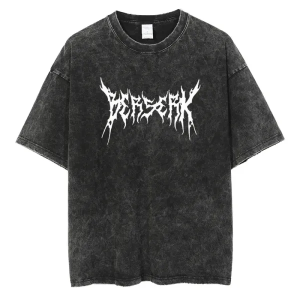Design Acid Wash Black T-Shirt with Death Metal Logo - 1