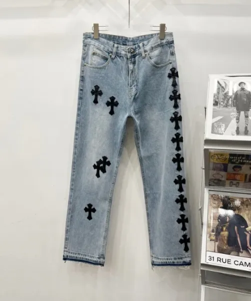 Design Cartoon Patch Distressed Wide-Leg Jeans Light Blue - 8