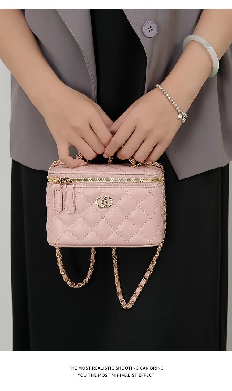 Chanel Mini Vanity Case Off-White Quilted Chain Bag - 11