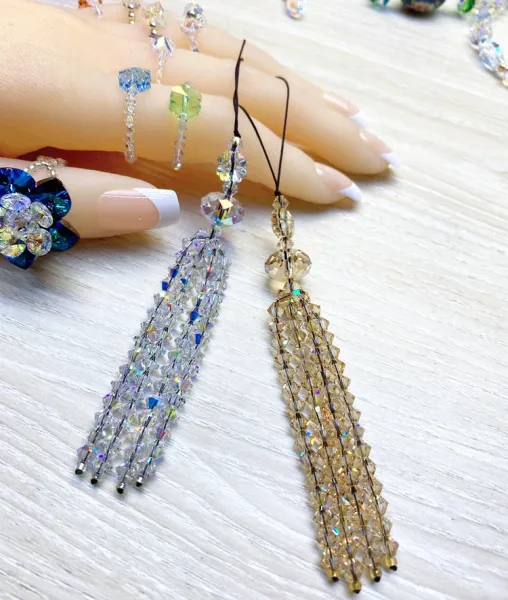 Design Crystal Tassel Phone Charm Multicolor Accessories Jewelry - 4