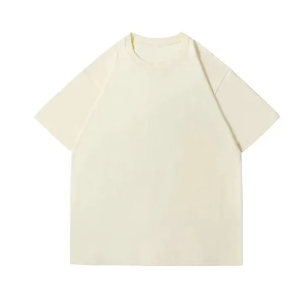 Design Basic Oversized Crewneck T-Shirt Beige - 1