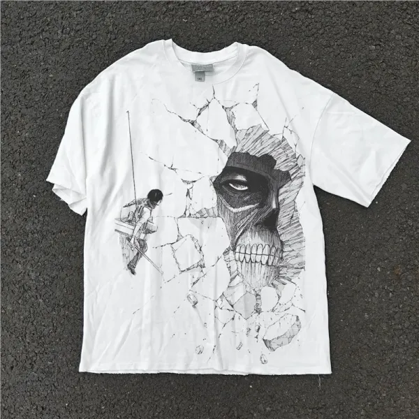 Design Attack on Titan Graphic Print White T-Shirt - 1