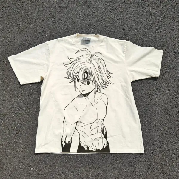 Design Hunter x Hunter Kurapika Sketch Print Off-White T-Shirt - 1