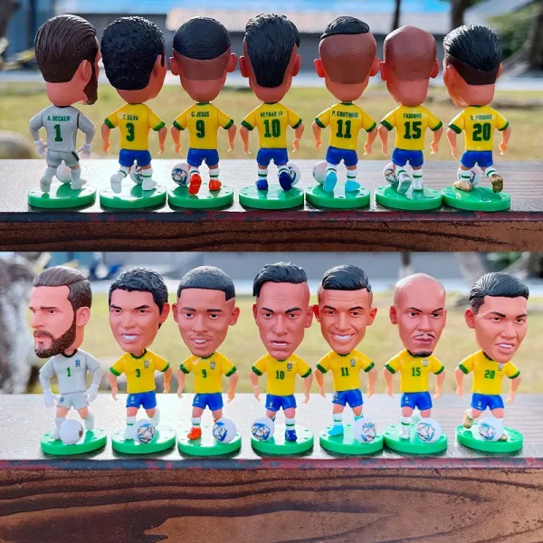 CBF Brazil National Team Mini Figurine Set Yellow / Blue Collectible Accessories - 5
