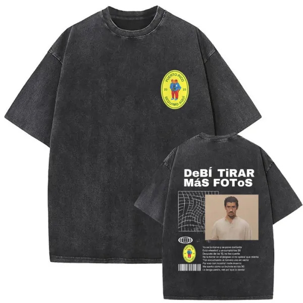 Design DeBí TiRAR Más FOTOS Graphic Print Washed Black T-Shirt - 1