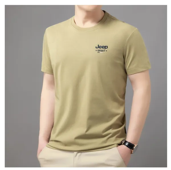 Design Jeep Spirit Classic Fit Crew Neck T-Shirt Brown T-Shirts - 21