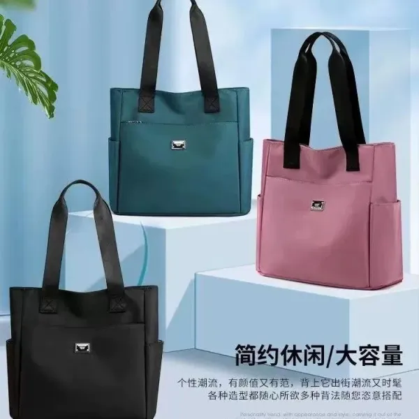 Design Tote Bag Teal with Black Straps Handbag - 6