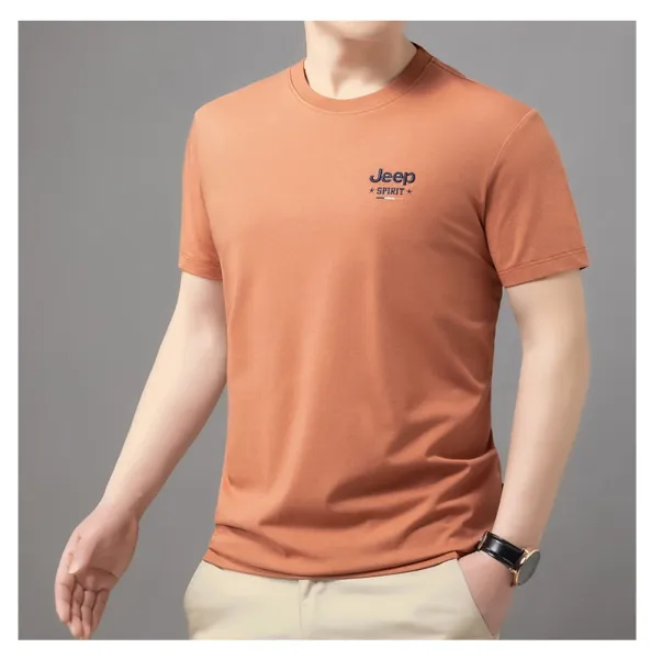 Design Jeep Spirit Classic Fit Crew Neck T-Shirt Brown T-Shirts - 25