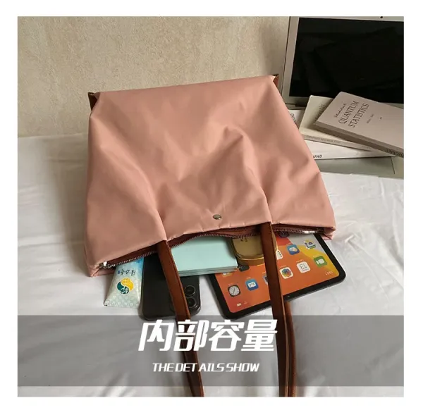 Design Tote Bag White with Brown Leather Handles - 40