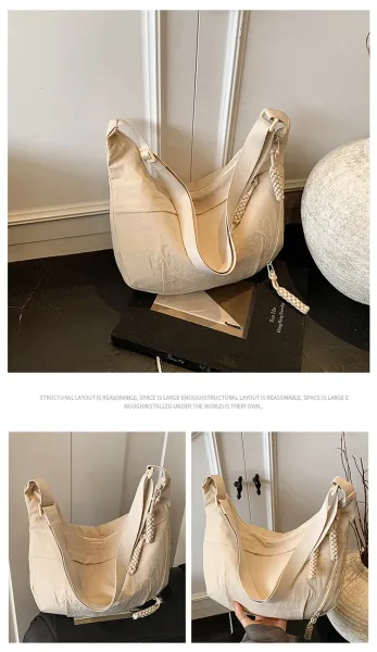 Design Hobo Bag Blue Minimalist Shoulder Bag - 21