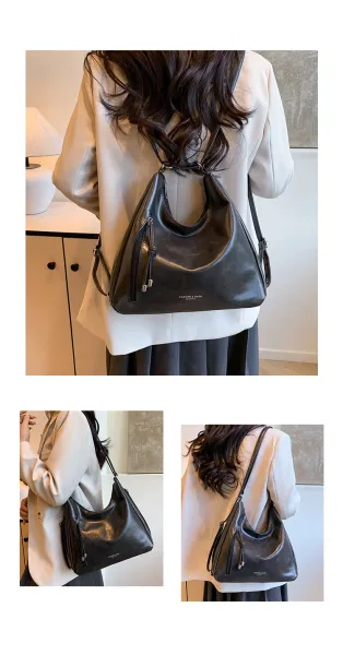 Design Fashion & Bags Hobo Bag Brown Leather-Effect Shoulder Bag Shoulder Bags - 12
