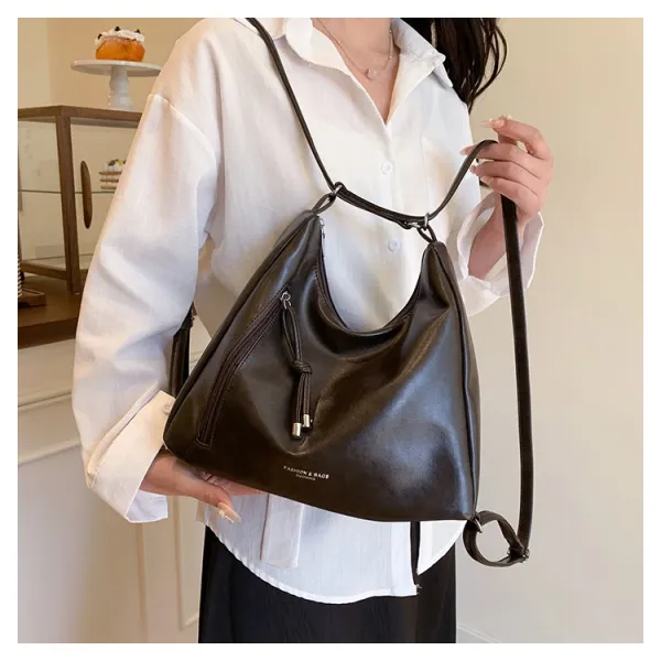 Design Fashion & Bags Hobo Bag Brown Leather-Effect Shoulder Bag Shoulder Bags - 22