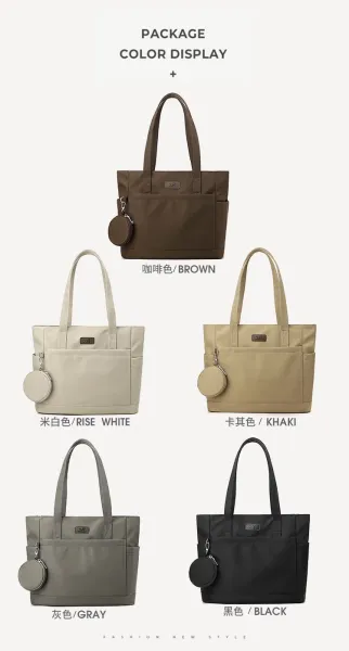 Design Tote Bag Olive Green Nylon Handbag with Detachable Coin Purse - 7