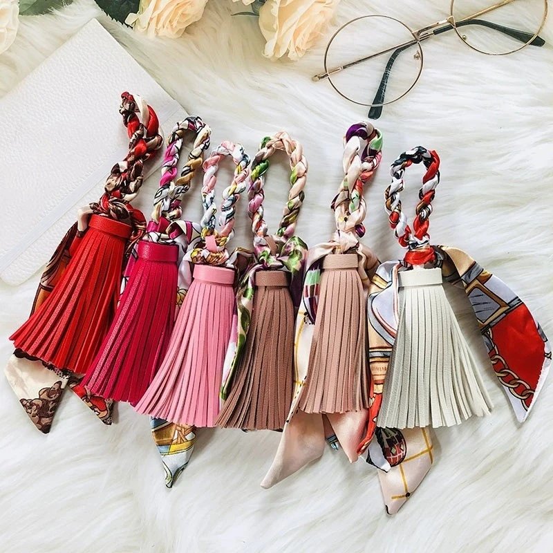 Hermès Silk Scarf Keychain with Blue Tassel and Nautical Print Accessories - 17