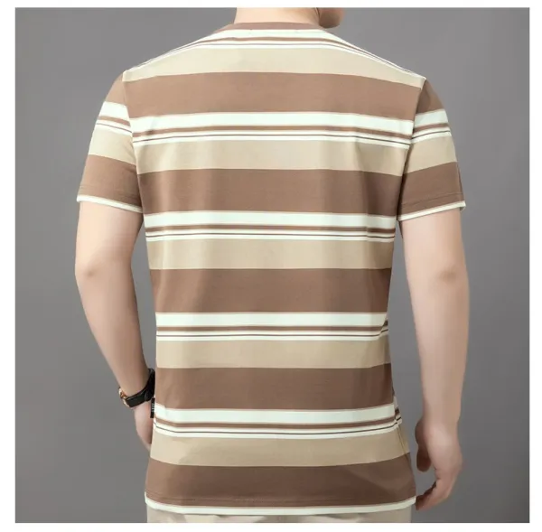 Design Jeep Spirit Striped Crewneck T-Shirt Army Green Beige T-Shirts - 12