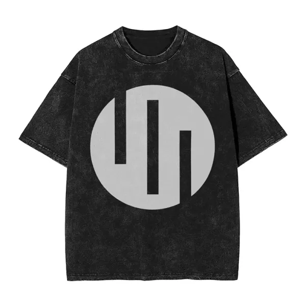 Design Abstract Logo Washed Black T-Shirt - 1