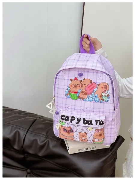 Design Capypara Capybara Print Mini Backpack Blue Mini Backpack - 13