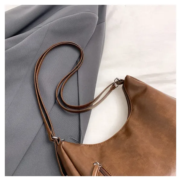 Design Fashion & Bags Hobo Bag Brown Leather-Effect Shoulder Bag Shoulder Bags - 37