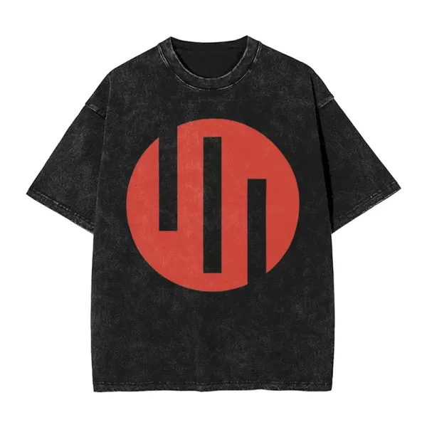 Design Abstract Logo Washed Black T-Shirt - 1