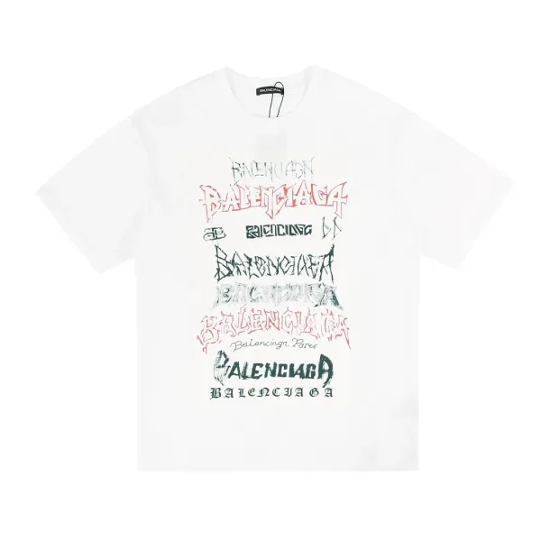 Balenciaga Distorted Logo White T-Shirt - 19