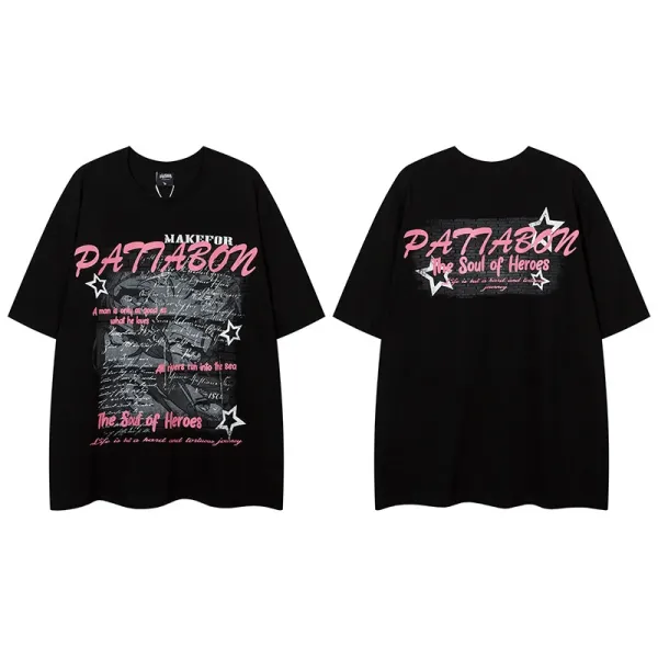 Design Patiabon The Soul of Heroes Graphic Print Black T-Shirt T-Shirts - 1