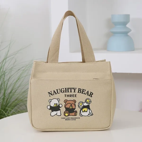 Design Naughty Bear Three Canvas Tote Bag Beige Tote Bag - 1