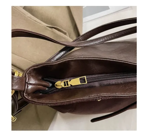 Design Suede Hobo Bag Black with Brown Leather Trim - 44