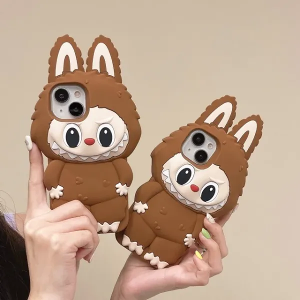 Design Bunny Character 3D Silicone Phone Case Brown - 1
