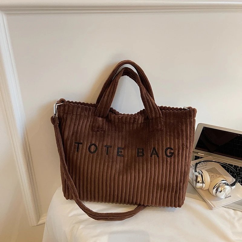 Tote Bag Black Corduroy Tote