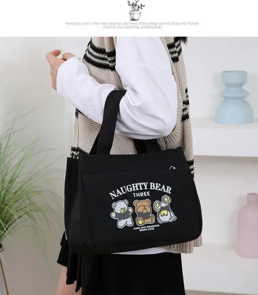 Design Naughty Bear Three Canvas Tote Bag Beige Tote Bag - 17
