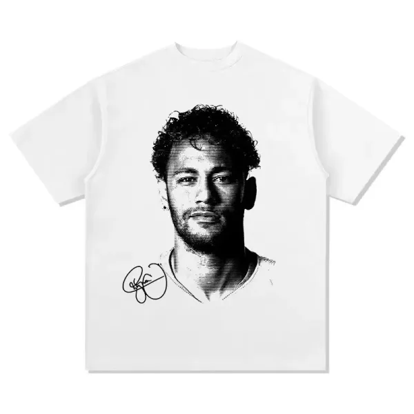 Design Neymar Jr. Halftone Portrait White T-Shirt - 1