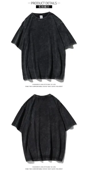 Design Acid Wash Black T-Shirt with White Rune Graphic - 5