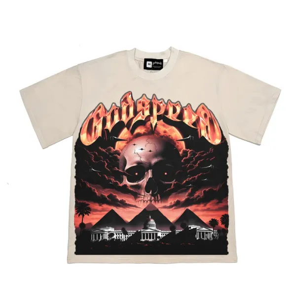 Godspeed Skeleton Newspaper Graphic T-Shirt Black - 47